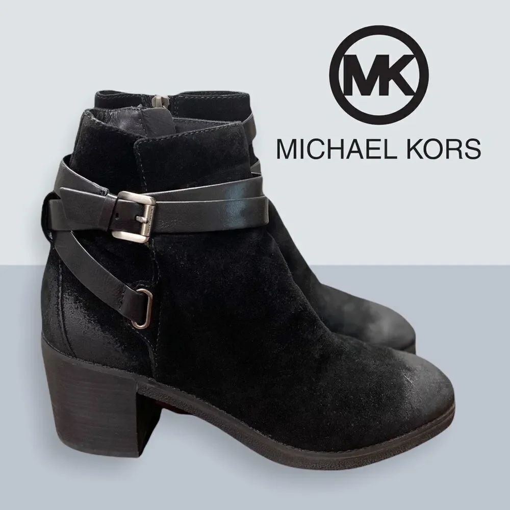 Michael Kors Black Suede Leather Boots Booties 9